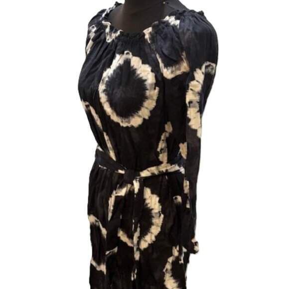 MICHAEL KORS Navy/White On/Off Shoulder Cotton Tie Dye Dress w/Belt  NWT $140 - Picture 5 of 12
